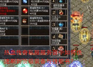 热血传奇私服服务器中如何快速刷到顶级装备与技能书? 热血传奇私服服务器中如何快速刷到顶级装备与技能书?