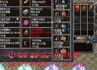 2025最新传奇私服攻略如何选择职业并快速获取顶级装备? 2025最新传奇私服攻略如何选择职业并快速获取顶级装备?