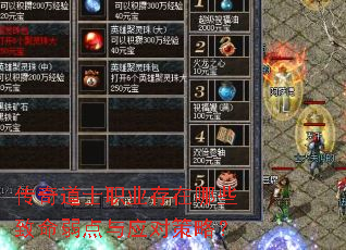 传奇道士职业存在哪些致命弱点与应对策略? 传奇道士职业存在哪些致命弱点与应对策略?